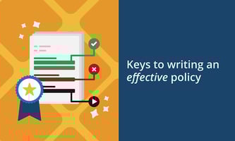 Illustration of a policy that has a ribbon on it, indicating that it's well-written