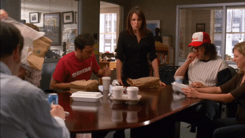 Person flipping over table yelling where is my mac and cheese?