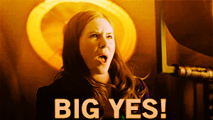 Amy Pond fist-pumping and exclaiming, "Big yes!"