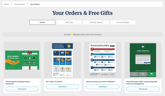 Orders and gifts
