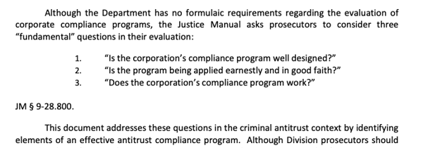 DOJ Guidance - Three Fundamental Questions