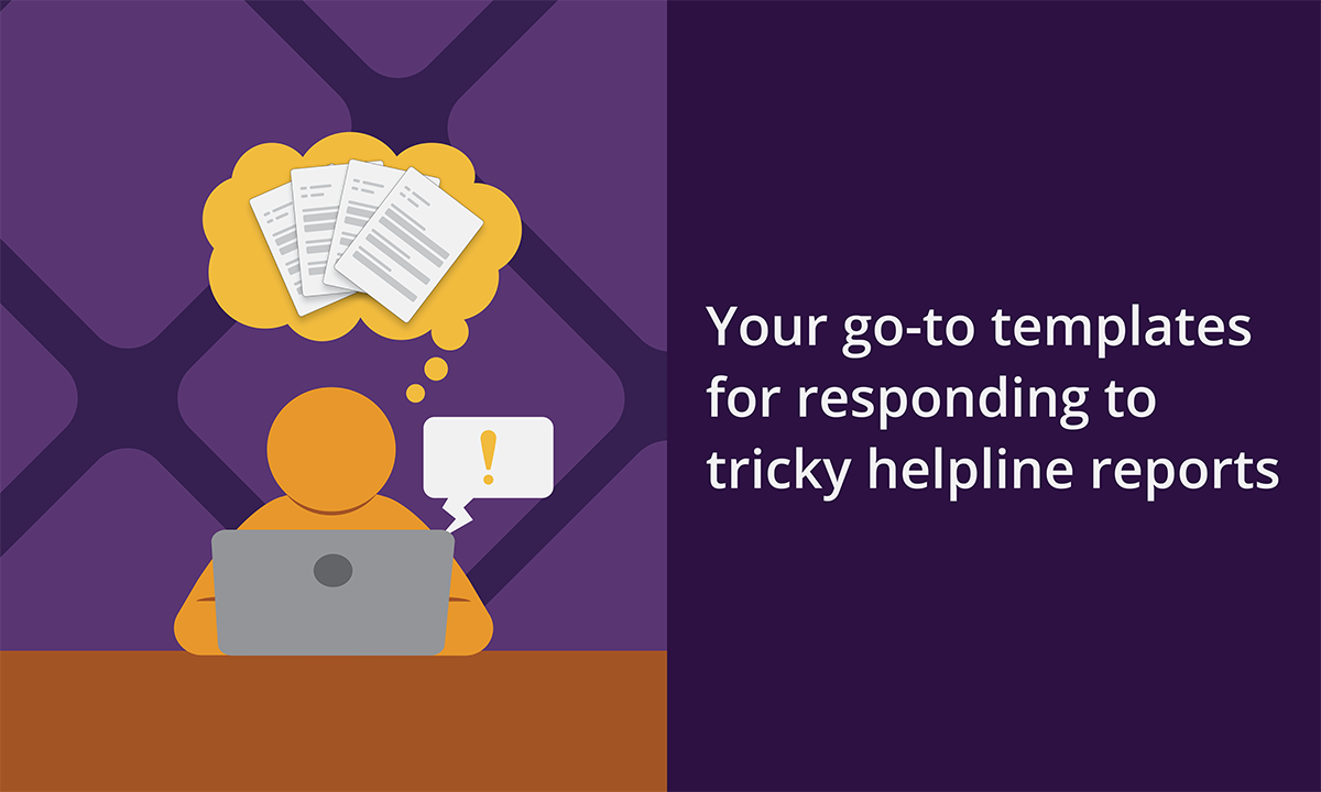 Person at computer with thought bubble which includes templates