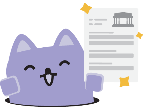 Broadcat holding a government document.