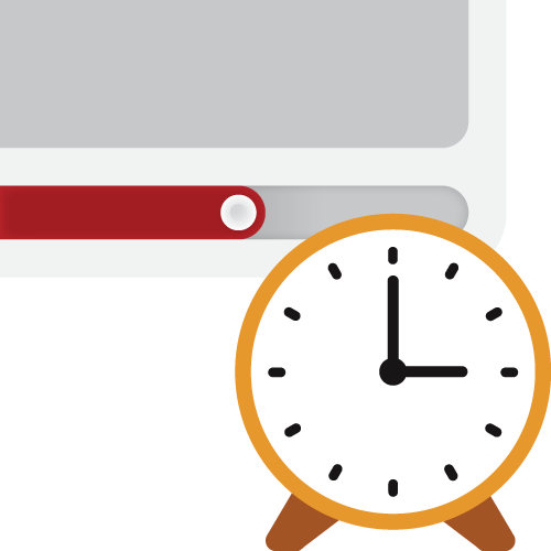 A clock overlaying a video progress bar.