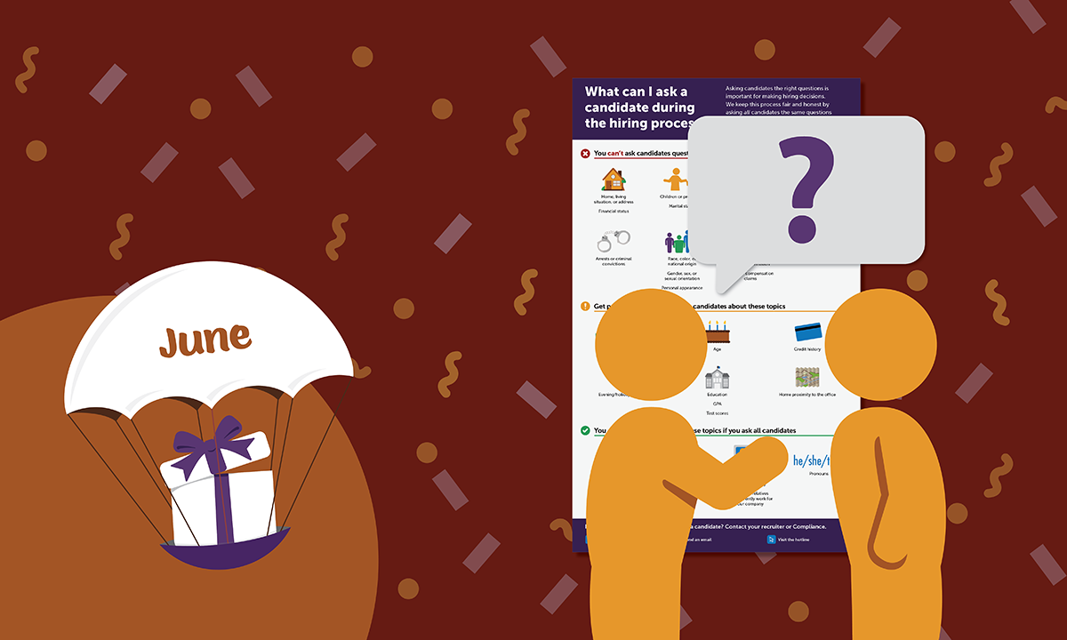 [Blog header] 'What can I ask a candidate during the hiring process?' Infographic [June 2021 Gift]