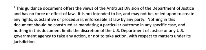 DOJ Guidance -- Footnote